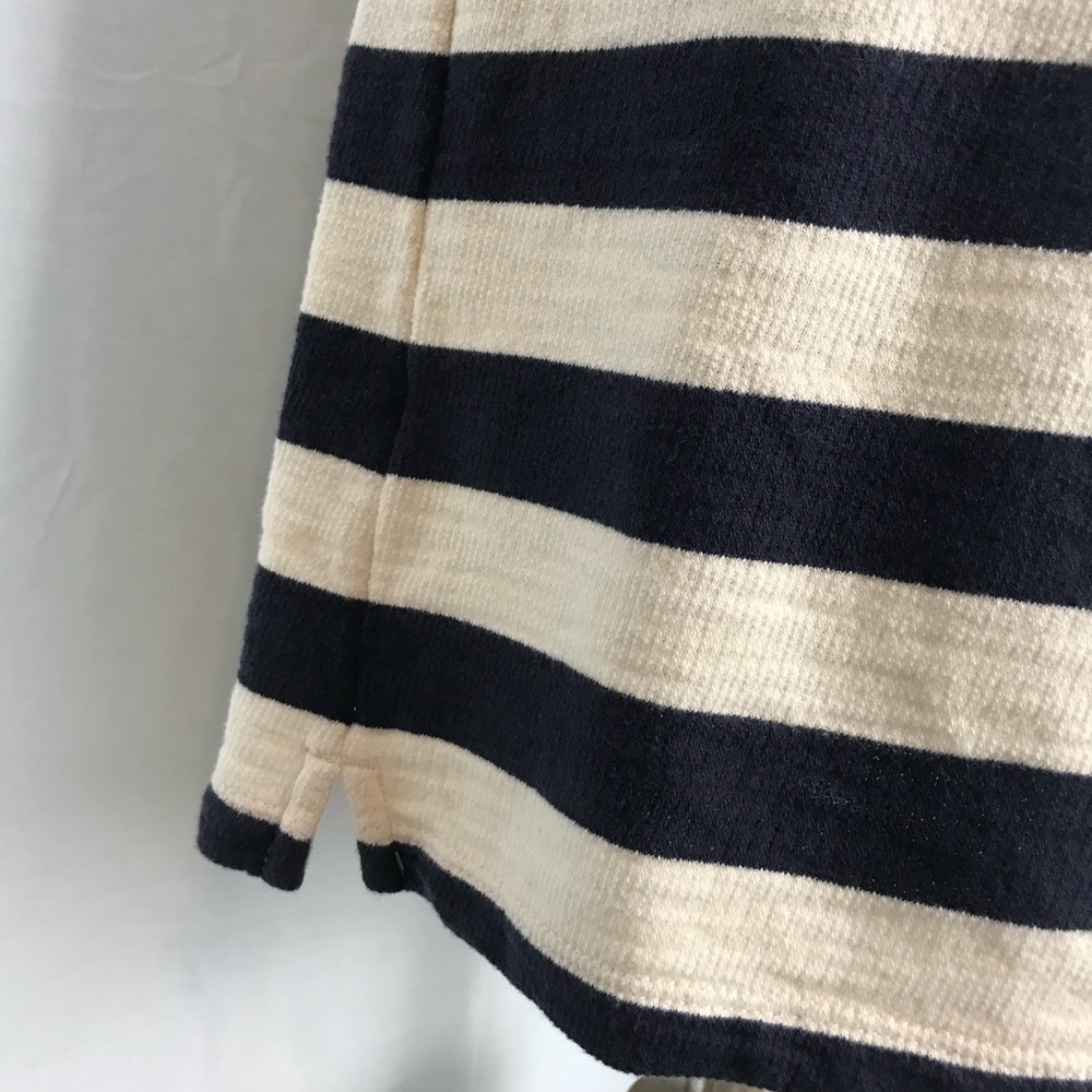 LOFT navy striped dress with drawstring waist - Picture 7 of 8
